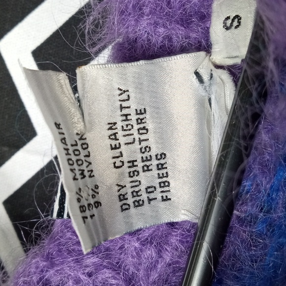 Vintage ICELANDIC DESIGN mohair x wool hand knitted sweater women's Small - b4 - Picture 4 of 5